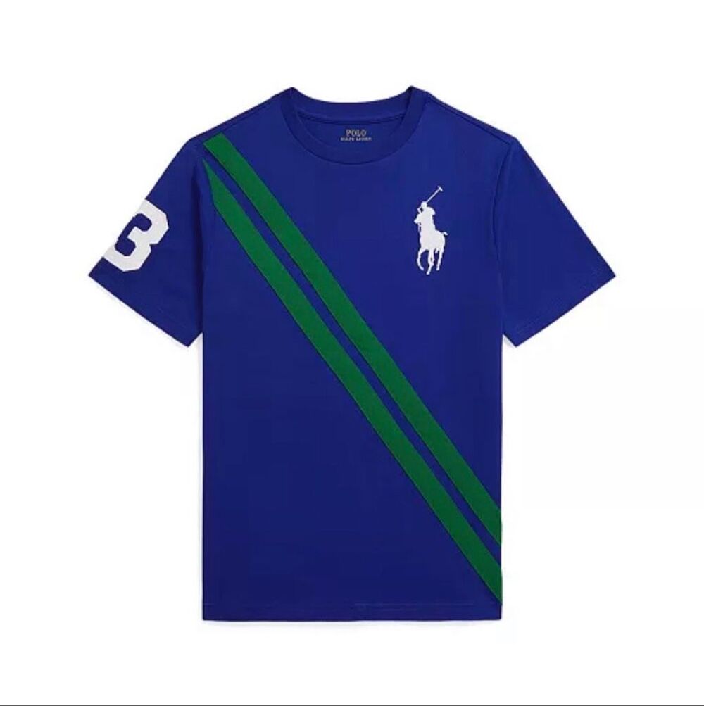 Polo Ralph Lauren Big Pony Heavyweight Jersey Short Sleeve T-Shirt Blue Youth Me